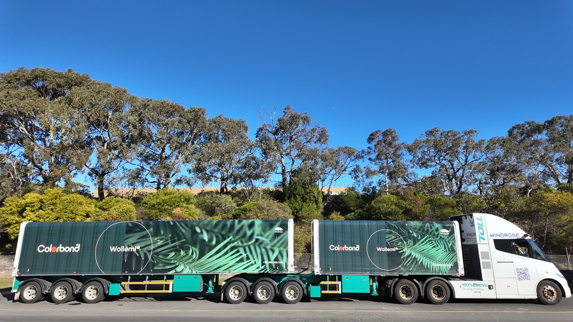 Windrose B-double with Colorbond and Wollemi trailers