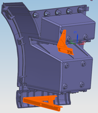 On wheel arch/Lower mounting bracket position