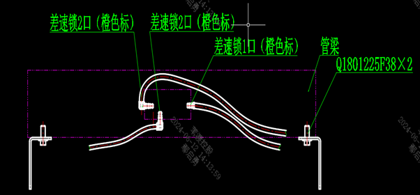 Differential lock solenoid block line connection(Fig. 5)