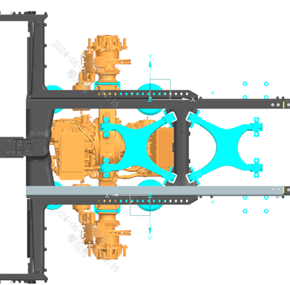 Middle axle lifting and installation position diagram